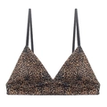 French style leopard print triangle cup bra with black elastic straps for women - S / Tops / Leopard Print