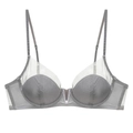 Französischer tiefer V-Ausschnitt Netz-BH mit weichem Bügel in Grau, elegantes Sommerdesign - 70A / Grau