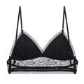 Bralette de encaje negro con copas de triángulo y tirantes ajustables elegantes - S / Encaje Negro