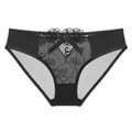 Elegante schwarze Spitzenunterwäsche mit Blumenstickerei und atmungsaktivem Mesh-Einsatz - S / Schwarz