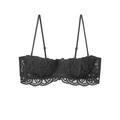 Sujetador negro de encaje francés con aros, bordado floral y tirantes - 70A / Negro