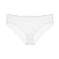 Elegante braga de encaje floral blanco con malla transpirable y refuerzo de algodón - S / Blanco