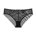 Elegante braga de encaje negro para mujer con malla transpirable y flores - S / Negro