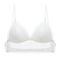 Elegant white lace triangle bralette with adjustable straps and fine floral texture - Lace White
