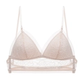 Pale pink French triangle lace bralette with wireless design and adjustable thin straps - Lace Skin Color