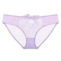Lavender purple French lace panties with floral embroidery and delicate bow accent - Light Purple
