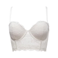 Sujetador bustier blanco de encaje floral con tirantes finos y varillas de sujeción - 70B / Blanco Roto