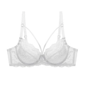 White lace mesh bra featuring floral embroidery and adjustable straps in a sheer style - 70A / White