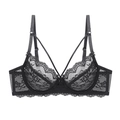 Elegant black lace bra with underwire support and adjustable double criss-cross straps - 70A / Black