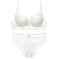 Französisches weißes Spitzen-Lingerie-Set mit Riemchen-Details und Push-up-Bügel-BH - 70A / Weiß