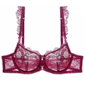 Elegante reggiseno in pizzo viola con ciondolo in cristallo e piccoli fiocchi decorativi - 70A / Borgogna