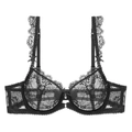Reggiseno nero in pizzo floreale ultra sottile con rete trasparente e strass - Nero / 70B