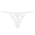 Französischer sexy weißer String aus floraler Spitze mit Cut-Out und Schleife - S / Weiß