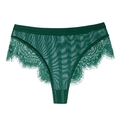 Dunkelgrüne transparente Mesh-Slips mit Wimpernspitze und hoher Taille für Damen - S/M / Grün