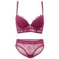 Elegantes bordeauxrotes Spitzen-Lingerie-Set mit Push-Up-BH und passendem Slip - 70B / Burgunderrot
