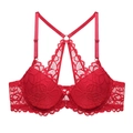 Sujetador de encaje rojo con diseño push-up y elegante detalle de encaje en la espalda - 70C / Rojo