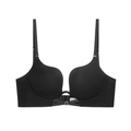 Seamless black deep V push-up bra with adjustable thin straps and smooth finish - Black
