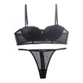 Ensemble de lingerie en dentelle noire avec soutien-gorge demi-bonnet et string - S / Noir