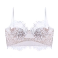 Reggiseno francese in pizzo bianco con motivi floreali e sottili spalline sottili - S / Bianco