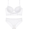 Weißes Spitzen-Dessous-Set mit U-Back-BH und passendem Slip im minimalistischen Stil - 70A / Weiß