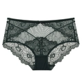 Sexy dunkelgrüne Spitzenunterwäsche für Damen mit Blumendetails und Baumwollzwickel - S / Dunkelgrün