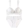 Set di lingerie in pizzo bianco con reggiseno push-up e mutandine in pizzo coordinate - 70B / Bianco
