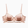 Französischer Spitzen-BH für große Brüste in Nude-Rosa mit Bügeln und Blumenmuster - 70A / Rosa
