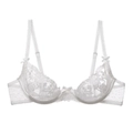 Reggiseno bianco in pizzo floreale con ferretto e dettagli in rete velata - S / Bianco