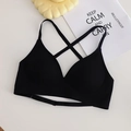 Soutien-gorge push-up noir sans couture avec design élégant à brides croisées - S / Hauts / Noir