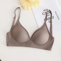 Soutien-gorge sans coutures col V marron café sans armature avec bretelles - S / Hauts / Café