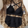 Ensemble lingerie sans couture noir sans armatures avec culotte haute et dos croisé - S / Haut Et Bas / Noir