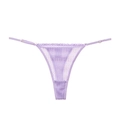 Tanga de malla lavanda con herrajes dorados ajustables y diseño de tiro bajo - XL / Morado