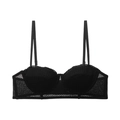 Reggiseno a fascia in pizzo nero con spalline sottili e trama a rete delicata - S / Nero