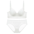 French lace lingerie set with non-padded underwire bra and matching white briefs - White Zirconia Set / 85B