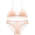 Set lingerie in pizzo francese con coppe a triangolo senza ferretto in colore rosa nude - XL / Nudo