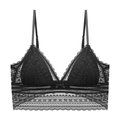 Bralette sexy in pizzo nero stile francese con coppe a triangolo e scollatura a U - S / Nero