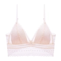 Bralette in pizzo rosa pallido con coppe a triangolo francese e dettagli in pizzo a ciglia - S / Rosa
