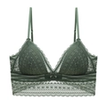 Reggiseno a triangolo in pizzo verde scuro con motivi floreali e spalline sottili - S / Verde Scuro
