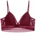 French lace bralette in deep red wine color with adjustable straps and sheer details - Burgundy