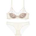 Elegantes weißes Spitzen-Dessous-Set mit Bügel-BH und passendem Höschen für Damen - 70A / Cremeweiß