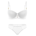 Elegantes weißes Dessous-Set aus Spitze mit Rautenmuster und verstellbaren Trägern - 75B / Weiß
