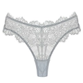 String en dentelle florale gris-bleu avec mesh transparent et bordure cils - M / Gris