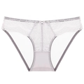 Elegant lavender lace panties for women with floral embroidery and a small bow detail - M / Purple