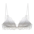 Elegante bralette de encaje blanco con motivos florales y práctico cierre delantero - 70A / Blanco Solo Sujetador