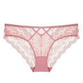 Slip da donna in pizzo stile francese color rosa antico con ricami floreali traspiranti - Rosa