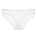 Culotte sexy en dentelle blanche pour femme avec motif floral et entrejambe en coton - S / Blanc