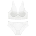 Elegantes weißes Spitzen-Dessous-Set mit bequemem BH und passendem Slip für Damen - Cremeweiß / 80C