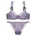Ensemble de lingerie en dentelle lavande avec soutien-gorge à armatures et culotte assortie - 70A / Haut Et Bas / Violet