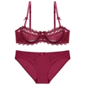 Dessous-Set aus weinroter Spitze mit Bügel-BH und passendem Slip für Damen im Set - 70A / Burgunderrot
