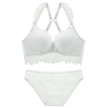 White lace lingerie set featuring an embroidered push-up bra and matching panties - White